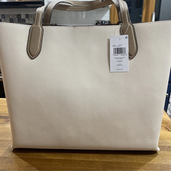 Coach Large Leather Willow CB Tote, Chalk White/Multi - Picture 3 of 7
